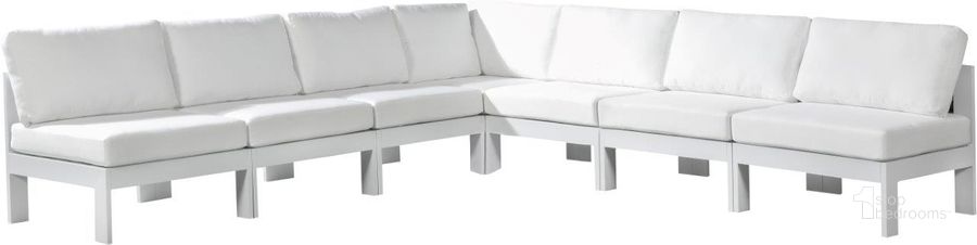 The appearance of Vinceland White Outdoor Sectional Outdoor Conversation Set 0qb24302363 designed by Furnique in the modern / contemporary interior design. This white piece of furniture  was selected by 1StopBedrooms from Vinceland Collection to add a touch of cosiness and style into your home. Sku: 375White-Sec7A-1;375White-Sec7A-2;375White-Sec7A-3;375White-Sec7A-4;375White-Sec7A-5;375White-Sec7A-6;375White-Sec7A-7. Material: Fabric. Product Type: Outdoor Sectional. Image1