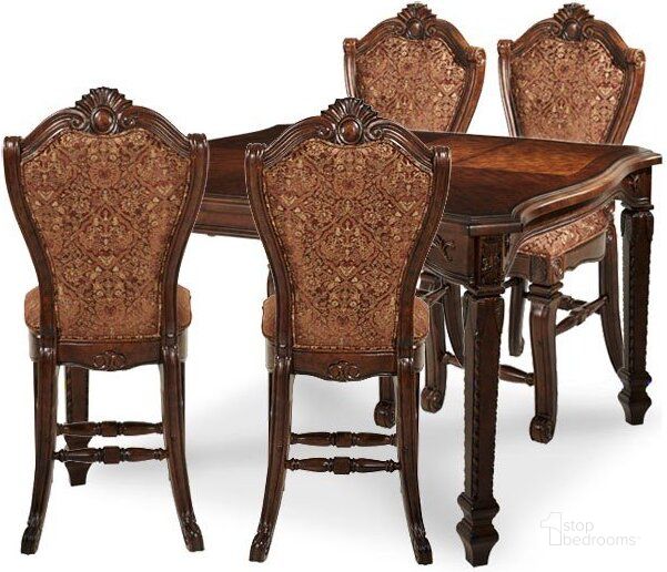 The appearance of Vinewood Vintage Fruitwood Dining Room Set 0qb24415621 designed by Windsor Home in the traditional interior design. This vintage fruitwood piece of furniture  was selected by 1StopBedrooms from Vinewood Collection to add a touch of cosiness and style into your home. Sku: 70000-54;70033N-54. Table Base Style: Legs. Table Top Shape: Square. Product Type: Dining Room Set. Size: 60". Image1