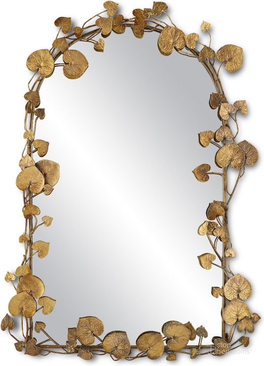 The appearance of Vinna Arch Brass Leaves Mirror designed by Currey & Company in the modern / contemporary interior design. This brass piece of furniture  was selected by 1StopBedrooms from Vinna Collection to add a touch of cosiness and style into your home. Sku: 1000-0115. Material: Wood. Product Type: Accent Mirror. Image1