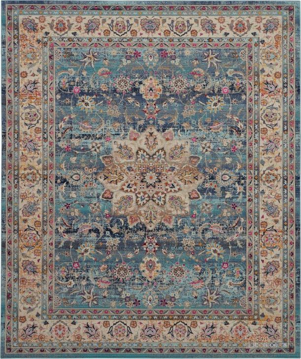 The appearance of Vintage Kashan Blue 8 X 10 Area Rug designed by Nourison in the traditional interior design. This blue piece of furniture  was selected by 1StopBedrooms from Vintage Kashan Collection to add a touch of cosiness and style into your home. Sku: 99446455000. Material: Polypropylene. Product Type: Area Rugs. Image1