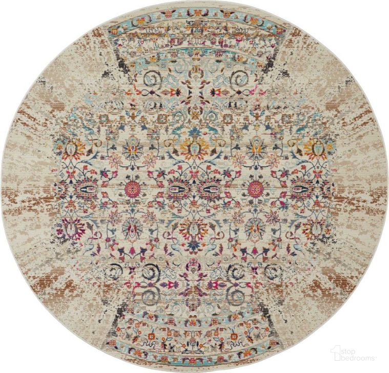 The appearance of Vintage Kashan Ivory 6 Round Area Rug designed by Nourison in the traditional interior design. This ivory piece of furniture  was selected by 1StopBedrooms from Vintage Kashan Collection to add a touch of cosiness and style into your home. Sku: 99446455437. Material: Polypropylene. Product Type: Area Rugs. Image1