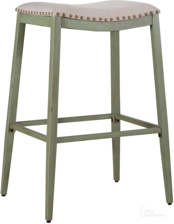 The appearance of Vintage Series Backless Upholstered Barstool Set of 2 In Green designed by Liberty in the rustic / southwestern interior design. This green piece of furniture  was selected by 1StopBedrooms from Vintage Series Collection to add a touch of cosiness and style into your home. Sku: 179-B000130-G. Material: Metal. Product Type: Barstool. Image1