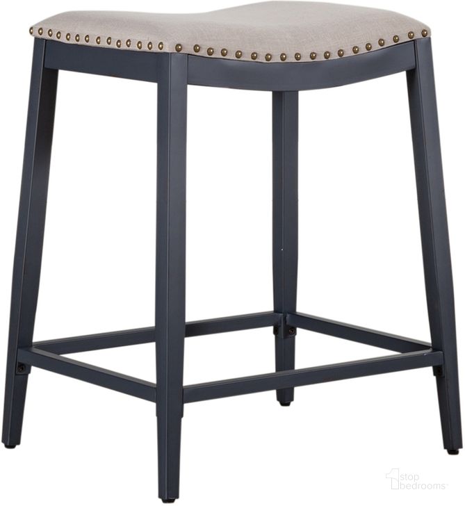 The appearance of Vintage Series Backless Upholstered Counter Chair Set Of 2 In Navy designed by Liberty in the rustic / southwestern interior design. This navy piece of furniture  was selected by 1StopBedrooms from Vintage Series Collection to add a touch of cosiness and style into your home. Sku: 179-B000124-N. Product Type: Counter Height Chair. Material: Pine. Image1