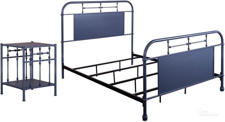 The appearance of Vintage Series Navy Bedroom Set designed by Liberty in the rustic / southwestern interior design. This navy piece of furniture  was selected by 1StopBedrooms from Vintage Series Collection to add a touch of cosiness and style into your home. Sku: 179-BR13HFR-N;179-BR61-N. Material: Metal. Bed Size: Queen. Product Type: Slat / Spindle Bed. Bed Type: Slat / Spindle Bed. Image1