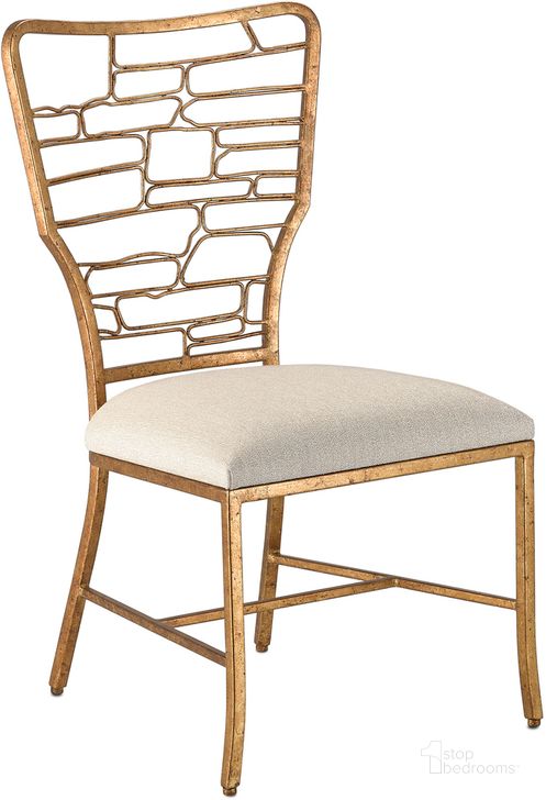 The appearance of Vinton Gold Chair designed by Currey & Company in the modern / contemporary interior design. This gold piece of furniture  was selected by 1StopBedrooms from Vinton Collection to add a touch of cosiness and style into your home. Sku: 7000-0952. Product Type: Chair. Material: Iron. Image1