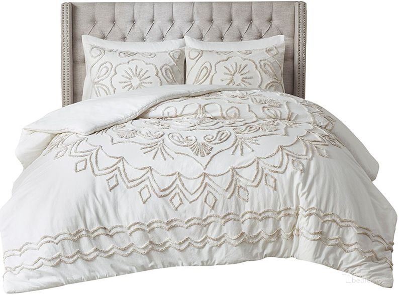 The appearance of Violette Cotton Tufted King Duvet Cover Set In Ivory/Taupe designed by Olliix in the modern / contemporary interior design. This ivory/taupe piece of furniture  was selected by 1StopBedrooms from Violette Collection to add a touch of cosiness and style into your home. Sku: MP12-7143. Bed Size: King. Material: Cotton. Product Type: Duvet Cover Set. Image1