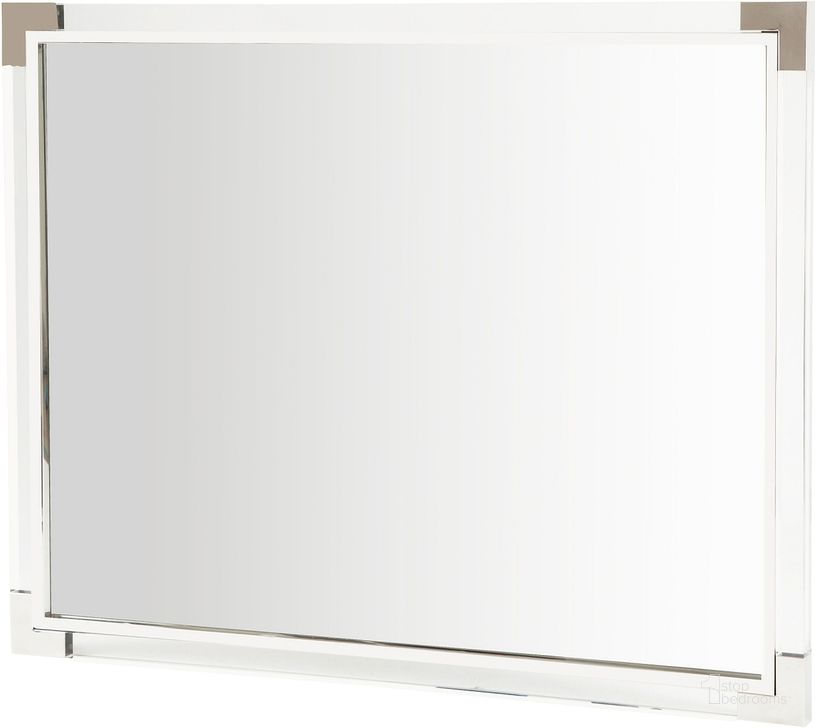 The appearance of Virginia Lane Glossy White Accent Mirror designed by FineForm in the modern / contemporary interior design. This glossy white piece of furniture  was selected by 1StopBedrooms from Virginia Lane Collection to add a touch of cosiness and style into your home. Sku: N9016260-116. Product Type: Wall Mirror. Material: Acrylic.
