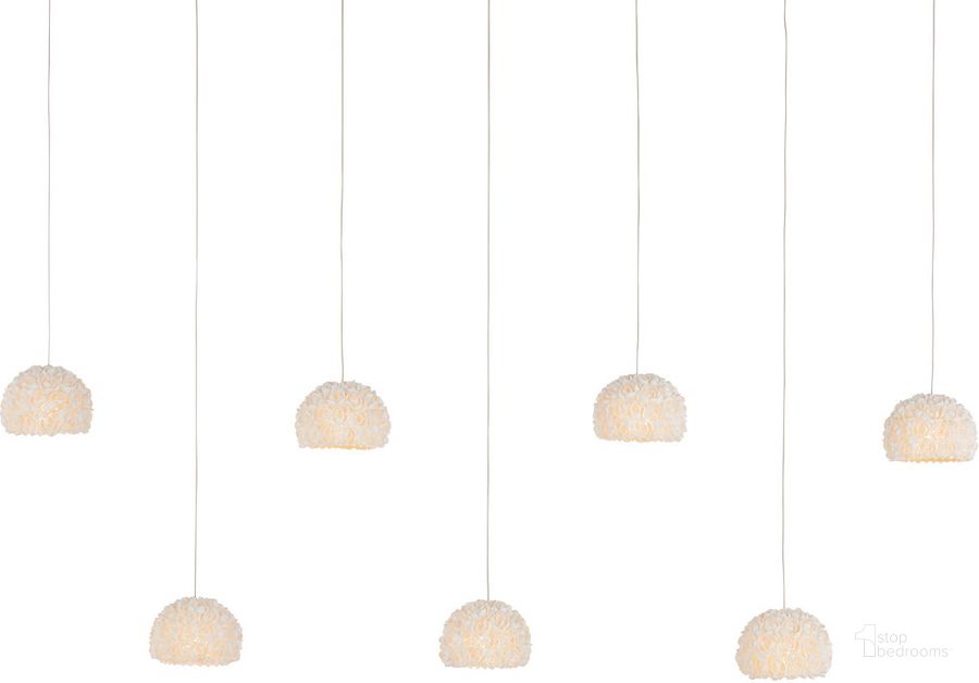 The appearance of Virtu 7 Light Multi Drop Rectangular Pendant In Natural designed by Currey & Company in the  interior design. This natural piece of furniture  was selected by 1StopBedrooms from Virtu Collection to add a touch of cosiness and style into your home. Sku: 9000-1184. Material: Metal. Product Type: Pendant Lighting. Image1