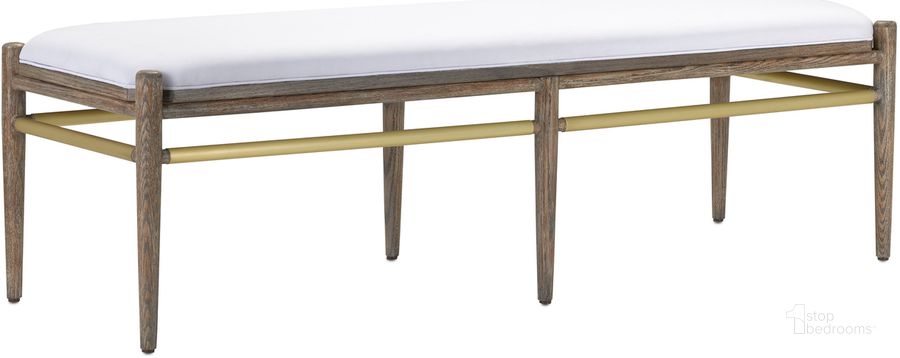 The appearance of Visby Black Muslin Bench designed by Currey & Company in the modern / contemporary interior design. This muslin piece of furniture  was selected by 1StopBedrooms from Visby Collection to add a touch of cosiness and style into your home. Sku: 7000-0301. Product Type: Bench. Material: Brass. Image1