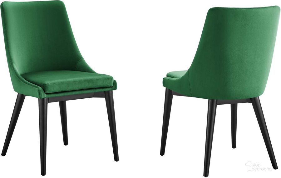 The appearance of Viscount Accent Performance Velvet Dining Chair - Set of 2 In Emerald designed by Modway in the modern / contemporary interior design. This emerald piece of furniture  was selected by 1StopBedrooms from Viscount Collection to add a touch of cosiness and style into your home. Sku: EEI-5816-EME. Product Type: Dining Chair. Material: Plywood. Image1