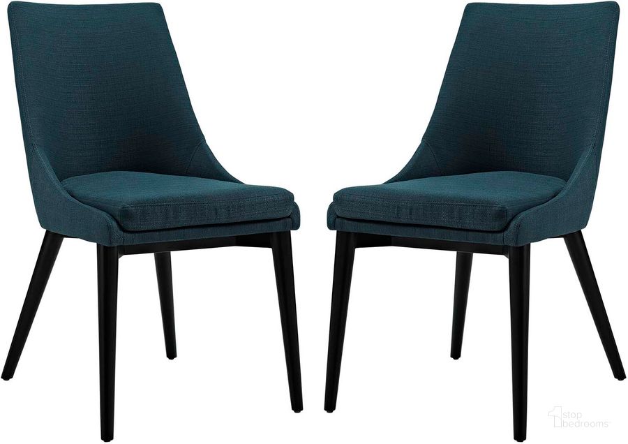 The appearance of Viscount Azure Dining Side Chair Fabric Set of 2 designed by Modway in the modern / contemporary interior design. This azure piece of furniture  was selected by 1StopBedrooms from Viscount Collection to add a touch of cosiness and style into your home. Sku: EEI-2745-AZU-SET. Material: Wood. Product Type: Side Chair. Image1