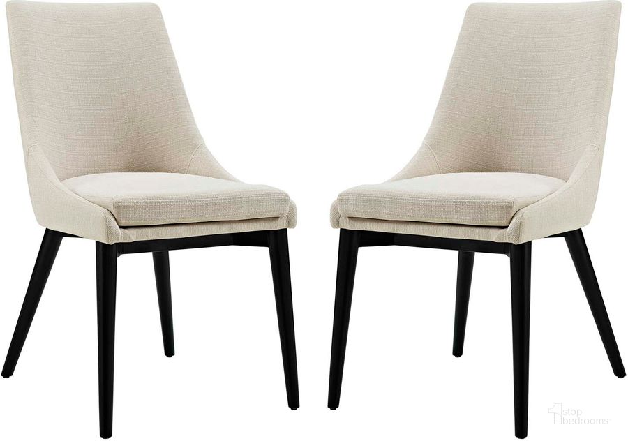 The appearance of Viscount Beige Dining Side Chair Fabric Set of 2 EEI-2745-BEI-SET designed by Modway in the modern / contemporary interior design. This beige piece of furniture  was selected by 1StopBedrooms from Viscount Collection to add a touch of cosiness and style into your home. Sku: EEI-2745-BEI-SET. Material: Wood. Product Type: Side Chair. Image1