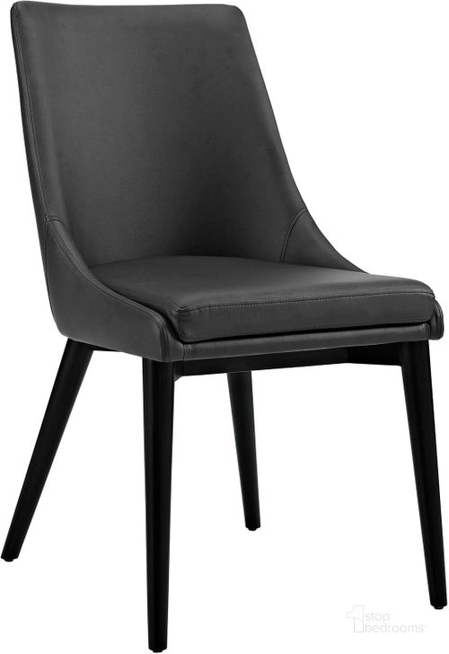 The appearance of Viscount Black Vinyl Dining Chair EEI-2226-BLK designed by Modway in the modern / contemporary interior design. This black piece of furniture  was selected by 1StopBedrooms from Viscount Collection to add a touch of cosiness and style into your home. Sku: EEI-2226-BLK. Material: Wood. Product Type: Dining Chair. Image1