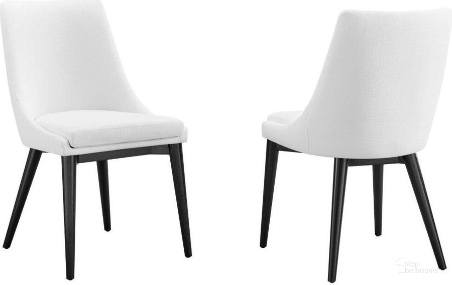 The appearance of Viscount Dining Side Chair Fabric Set of 2 In White designed by Modway in the modern / contemporary interior design. This white piece of furniture  was selected by 1StopBedrooms from Viscount Collection to add a touch of cosiness and style into your home. Sku: EEI-2745-WHI-SET. Product Type: Side Chair. Material: Plywood. Image1