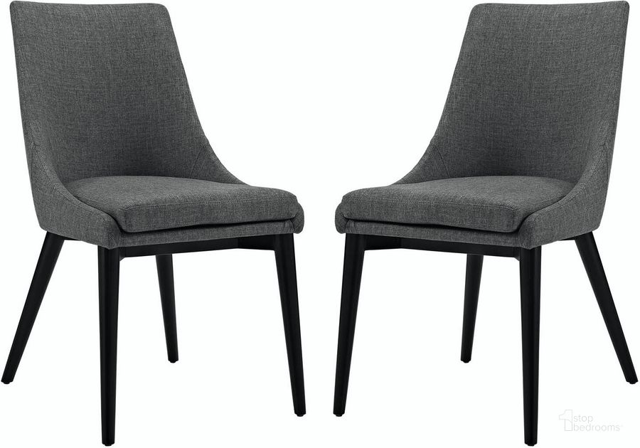 The appearance of Viscount Gray Dining Side Chair Fabric Set of 2 designed by Modway in the modern / contemporary interior design. This gray piece of furniture  was selected by 1StopBedrooms from Viscount Collection to add a touch of cosiness and style into your home. Sku: EEI-2745-GRY-SET. Material: Wood. Product Type: Side Chair. Image1