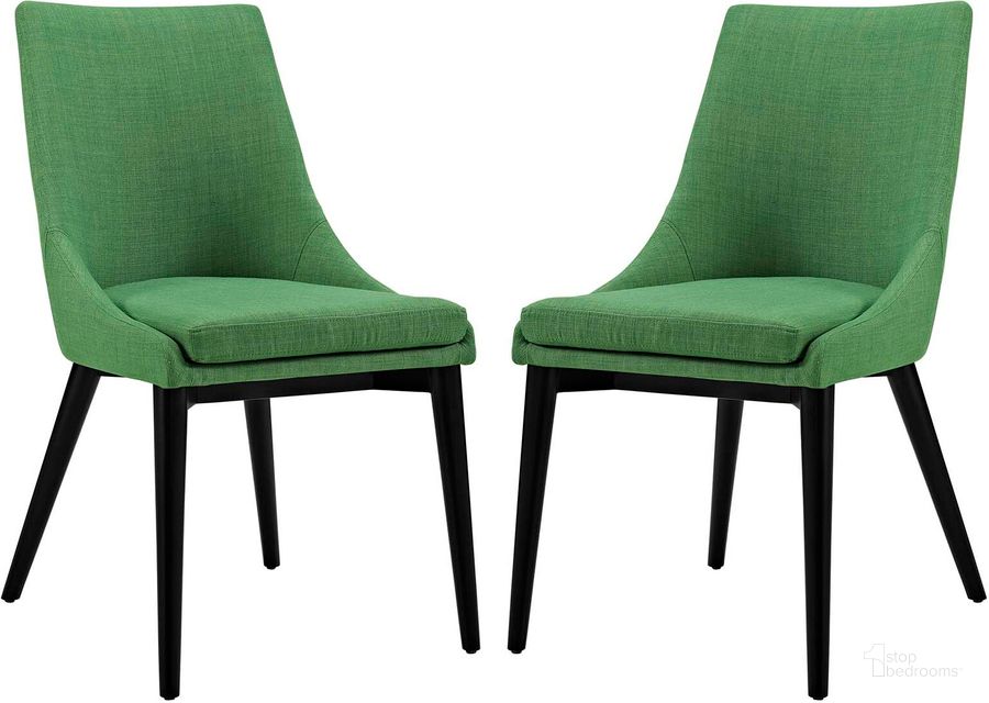 The appearance of Viscount Kelly Green Dining Side Chair Fabric Set of 2 EEI-2745-GRN-SET designed by Modway in the modern / contemporary interior design. This kelly green piece of furniture  was selected by 1StopBedrooms from Viscount Collection to add a touch of cosiness and style into your home. Sku: EEI-2745-GRN-SET. Material: Wood. Product Type: Side Chair. Image1