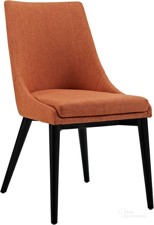 The appearance of Viscount Orange Fabric Dining Chair designed by Modway in the modern / contemporary interior design. This orange piece of furniture  was selected by 1StopBedrooms from Viscount Collection to add a touch of cosiness and style into your home. Sku: EEI-2227-ORA. Material: Wood. Product Type: Dining Chair. Image1