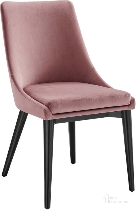 The appearance of Viscount Performance Velvet Dining Chair In Dusty Rose designed by Modway in the modern / contemporary interior design. This dusty rose piece of furniture  was selected by 1StopBedrooms from Viscount Collection to add a touch of cosiness and style into your home. Sku: EEI-5009-DUS. Material: Wood. Product Type: Dining Chair. Image1