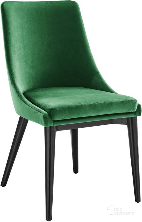The appearance of Viscount Performance Velvet Dining Chair In Emerald designed by Modway in the modern / contemporary interior design. This emerald piece of furniture  was selected by 1StopBedrooms from Viscount Collection to add a touch of cosiness and style into your home. Sku: EEI-5009-EME. Material: Wood. Product Type: Dining Chair. Image1