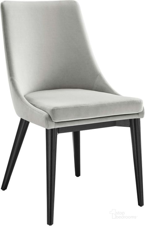 The appearance of Viscount Performance Velvet Dining Chair In Light Gray designed by Modway in the modern / contemporary interior design. This light gray piece of furniture  was selected by 1StopBedrooms from Viscount Collection to add a touch of cosiness and style into your home. Sku: EEI-5009-LGR. Material: Wood. Product Type: Dining Chair. Image1