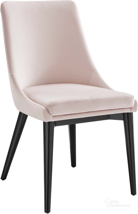 The appearance of Viscount Performance Velvet Dining Chair In Pink designed by Modway in the modern / contemporary interior design. This pink piece of furniture  was selected by 1StopBedrooms from Viscount Collection to add a touch of cosiness and style into your home. Sku: EEI-5009-PNK. Material: Wood. Product Type: Dining Chair. Image1
