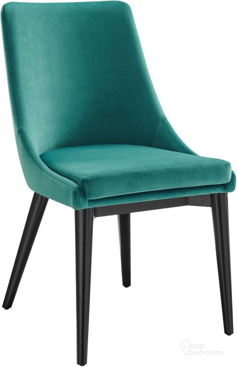 The appearance of Viscount Performance Velvet Dining Chair In Teal designed by Modway in the modern / contemporary interior design. This teal piece of furniture  was selected by 1StopBedrooms from Viscount Collection to add a touch of cosiness and style into your home. Sku: EEI-5009-TEA. Material: Wood. Product Type: Dining Chair. Image1