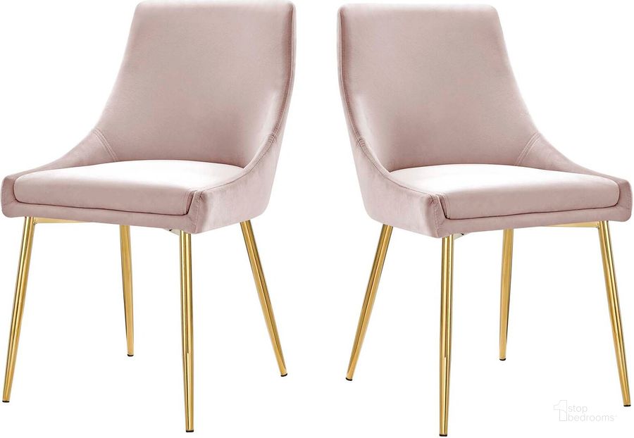 The appearance of Viscount Performance Velvet Dining Chairs - Set Of 2 EEI-3808-GLD-PNK designed by Modway in the modern / contemporary interior design. This gold pink piece of furniture  was selected by 1StopBedrooms from Viscount Collection to add a touch of cosiness and style into your home. Sku: EEI-3808-GLD-PNK. Material: Polyester. Product Type: Dining Chair. Image1