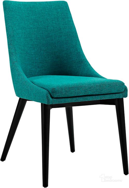 The appearance of Viscount Teal Fabric Dining Chair designed by Modway in the modern / contemporary interior design. This teal piece of furniture  was selected by 1StopBedrooms from Viscount Collection to add a touch of cosiness and style into your home. Sku: EEI-2227-TEA. Material: Wood. Product Type: Dining Chair. Image1