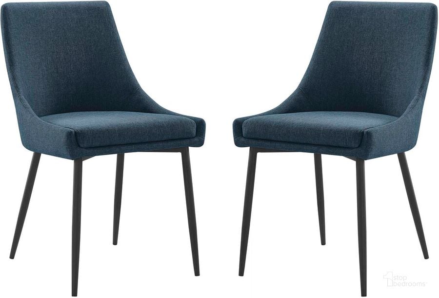 The appearance of Viscount Upholstered Fabric Dining Chairs - Set Of 2 EEI-3809-BLK-AZU designed by Modway in the modern / contemporary interior design. This black azure piece of furniture  was selected by 1StopBedrooms from Viscount Collection to add a touch of cosiness and style into your home. Sku: EEI-3809-BLK-AZU. Material: Polyester. Product Type: Dining Chair. Image1