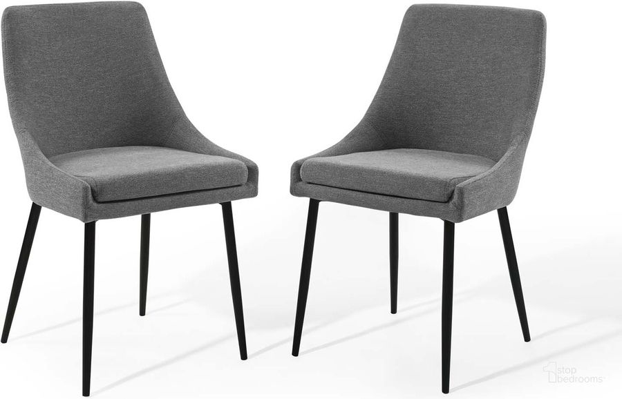 The appearance of Viscount Upholstered Fabric Dining Chairs - Set of 2 EEI-3809-BLK-CHA designed by Modway in the modern / contemporary interior design. This black charcoal piece of furniture  was selected by 1StopBedrooms from Viscount Collection to add a touch of cosiness and style into your home. Sku: EEI-3809-BLK-CHA. Material: Wood. Product Type: Dining Chair. Image1