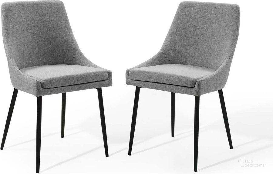The appearance of Viscount Upholstered Fabric Dining Chairs - Set of 2 EEI-3809-BLK-LGR designed by Modway in the modern / contemporary interior design. This black light gray piece of furniture  was selected by 1StopBedrooms from Viscount Collection to add a touch of cosiness and style into your home. Sku: EEI-3809-BLK-LGR. Material: Wood. Product Type: Dining Chair. Image1