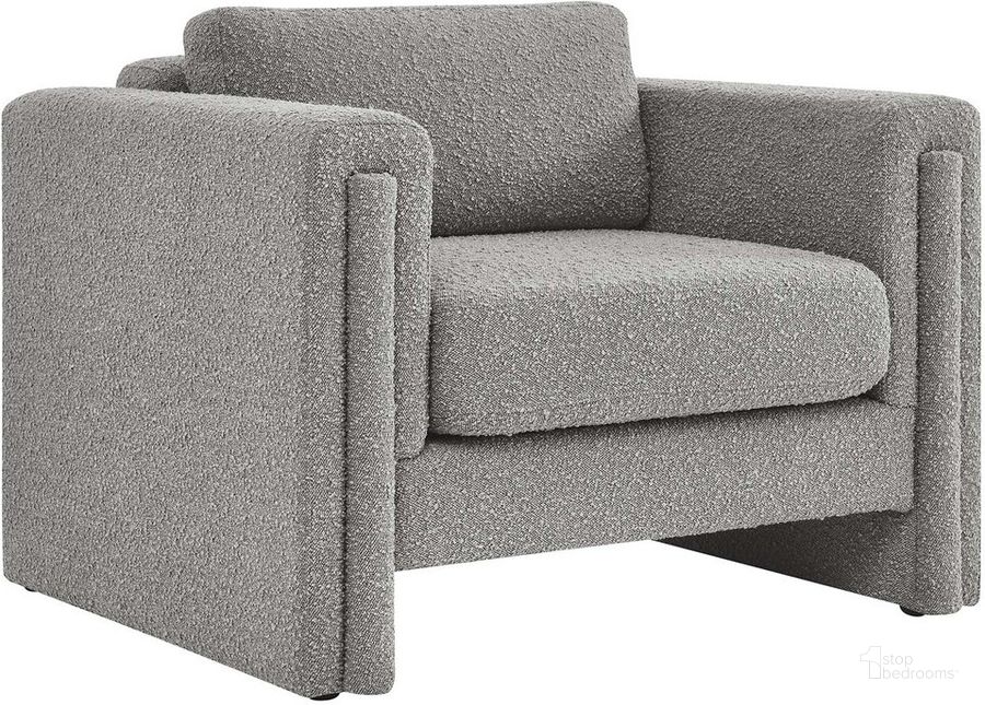 The appearance of Visible Boucle Fabric Armchair In Light Gray designed by Modway in the modern / contemporary interior design. This light gray piece of furniture  was selected by 1StopBedrooms from Visible Collection to add a touch of cosiness and style into your home. Sku: EEI-6374-LGR. Product Type: Living Room Chair. Material: Plywood. Image1