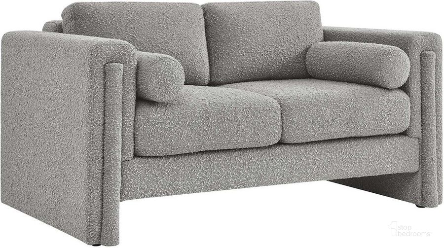 The appearance of Visible Boucle Fabric Loveseat In Light Gray designed by Modway in the modern / contemporary interior design. This light gray piece of furniture  was selected by 1StopBedrooms from Visible Collection to add a touch of cosiness and style into your home. Sku: EEI-6376-LGR. Product Type: Loveseat. Material: Plywood. Image1