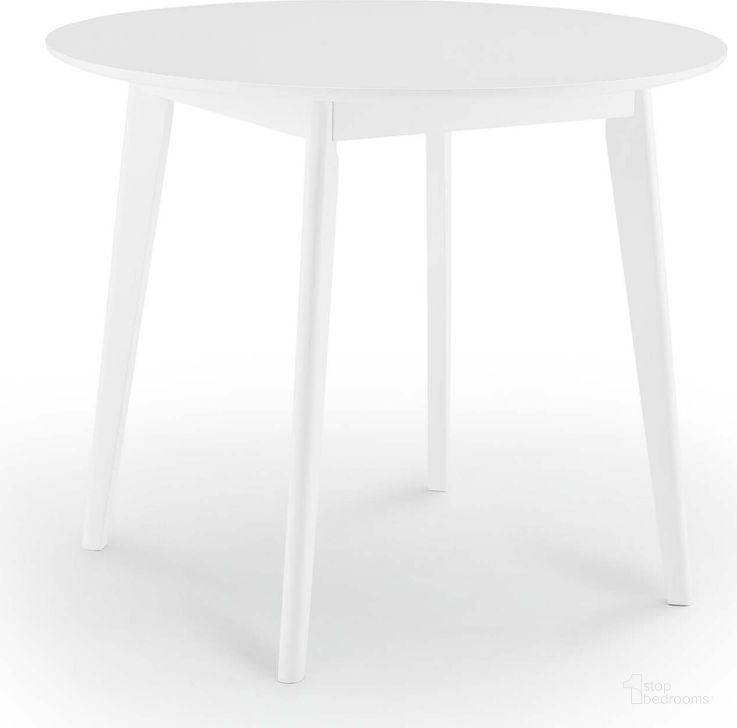 The appearance of Vision White 35 Inch Round Dining Table designed by Modway in the modern / contemporary interior design. This white piece of furniture  was selected by 1StopBedrooms from Vision Collection to add a touch of cosiness and style into your home. Sku: EEI-3750-WHI. Table Base Style: Legs. Table Top Shape: Round. Product Type: Dining Table. Material: Rubberwood. Size: 35". Image1