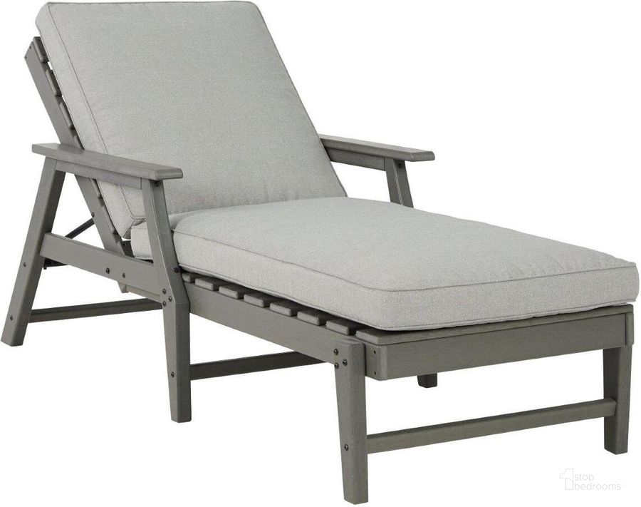 The appearance of Visola Gray Chaise Lounge designed by Signature Design by Ashley in the modern / contemporary interior design. This gray piece of furniture  was selected by 1StopBedrooms from Visola Collection to add a touch of cosiness and style into your home. Sku: P802-815. Product Type: Outdoor Chaise Lounge. Image1
