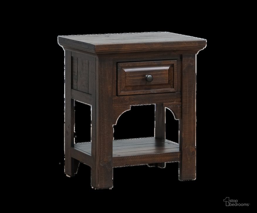 The appearance of Vista Canyon 1 Drawer Nightstand In Burnt Umber designed by Emerald Home Furnishings in the traditional interior design. This burnt umber piece of furniture  was selected by 1StopBedrooms from Vista Collection to add a touch of cosiness and style into your home. Sku: B375-03. Material: Wood. Product Type: Nightstand. Image1