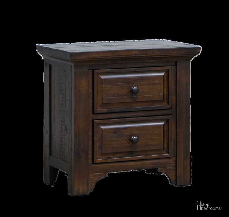 The appearance of Vista Canyon 2 Drawer Nightstand In Burnt Umber designed by Emerald Home Furnishings in the traditional interior design. This burnt umber piece of furniture  was selected by 1StopBedrooms from Vista Collection to add a touch of cosiness and style into your home. Sku: B375-04. Material: Wood. Product Type: Nightstand. Image1