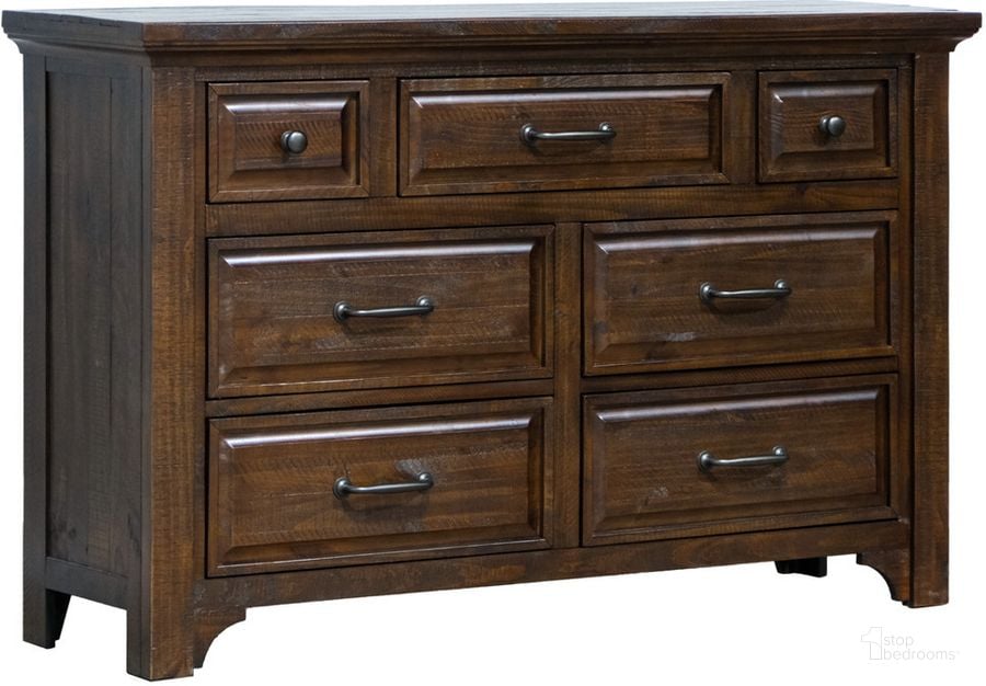 The appearance of Vista Canyon 7 Drawer Dresser In Burnt Umber designed by Emerald Home Furnishings in the traditional interior design. This burnt umber piece of furniture  was selected by 1StopBedrooms from Vista Collection to add a touch of cosiness and style into your home. Sku: B375-01. Material: Wood. Product Type: Dresser. Image1