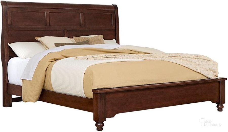 The appearance of Vista King Sleigh Bed In Warm Cherry designed by Vaughan Bassett in the transitional interior design. This warm cherry piece of furniture  was selected by 1StopBedrooms from Vista Collection to add a touch of cosiness and style into your home. Sku: 770-663;770-166;770-922;MS-MS1. Bed Type: Sleigh Bed. Material: Wood. Product Type: Sleigh Bed. Bed Size: King. Image1
