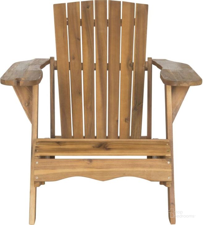 The appearance of Vista Teak Brown Wine Glass Holder Adirondack Chair designed by Safavieh in the modern / contemporary interior design. This natural piece of furniture  was selected by 1StopBedrooms from Vista Collection to add a touch of cosiness and style into your home. Sku: PAT6727A. Material: Steel. Product Type: Side Chair. Image1