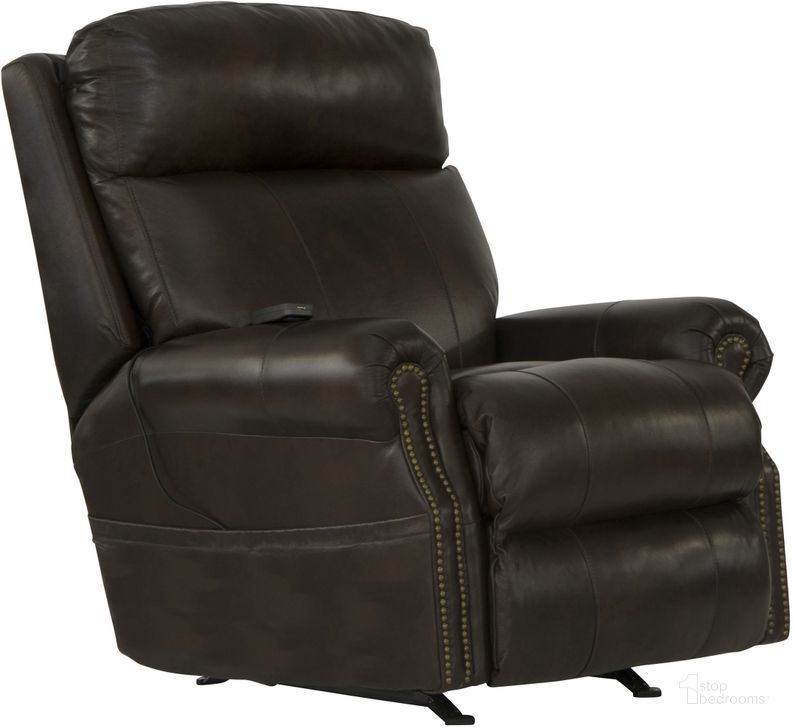 The appearance of Vito Leather Power Rocker Recliner with Power Adjustable Headrest In Cocoa designed by Catnapper in the traditional interior design. This cocoa piece of furniture  was selected by 1StopBedrooms from Vito Collection to add a touch of cosiness and style into your home. Sku: 645402126809306809. Material: Leather. Product Type: Rocker Recliner. Image1