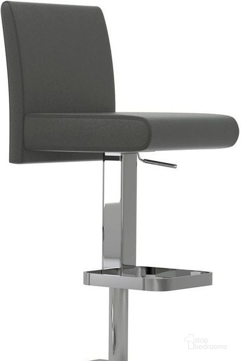 The appearance of Vittoria Dark Gray And Chrome Plated Leather Adjustable Bar Stool designed by Casabianca Home in the transitional interior design. This gray piece of furniture  was selected by 1StopBedrooms from Vittoria Collection to add a touch of cosiness and style into your home. Sku: TC-2009-GR-BAR. Material: Leather. Product Type: Barstool. Image1