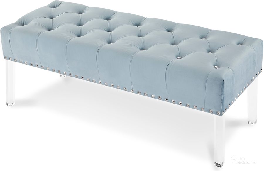The appearance of Vivian Light Blue Bench With Crystal Butt designed by New Classic in the  interior design. This light blue piece of furniture  was selected by 1StopBedrooms from Vivian Collection to add a touch of cosiness and style into your home. Sku: SB006-25-LTB. Product Type: Bench. Image1