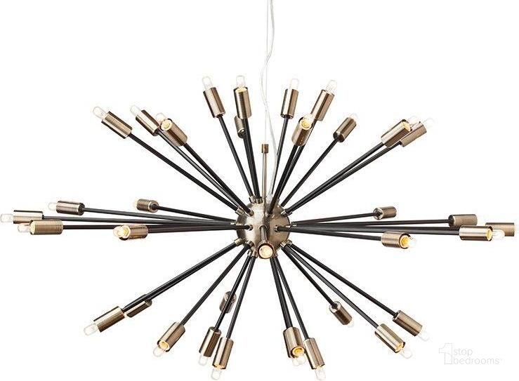 The appearance of Vladimir Antique Brass and Matte Black Metal Pendant designed by Nuevo in the modern / contemporary interior design. This brass and black piece of furniture  was selected by 1StopBedrooms from Vladimir Collection to add a touch of cosiness and style into your home. Sku: HGRA312. Material: Metal. Product Type: Pendant Lighting. Image1