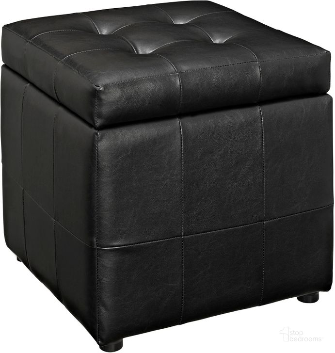 The appearance of Volt Black Storage Upholstered Vinyl Ottoman designed by Modway in the modern / contemporary interior design. This black piece of furniture  was selected by 1StopBedrooms from Volt Collection to add a touch of cosiness and style into your home. Sku: EEI-1044-BLK. Material: Wood. Product Type: Ottoman. Image1