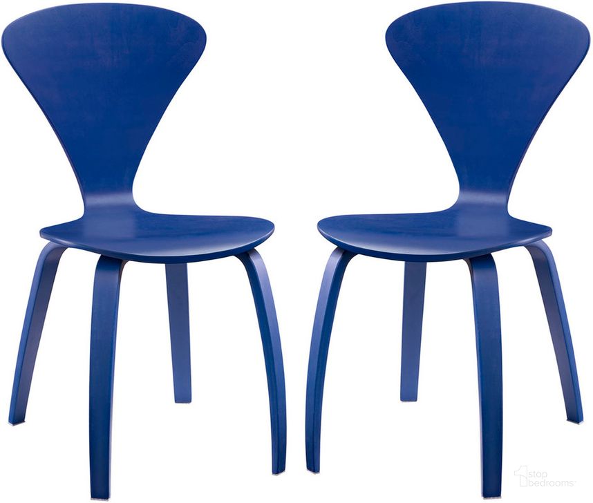 The appearance of Vortex Dining Chairs Set of 2 In Blue designed by Modway in the  interior design. This blue piece of furniture  was selected by 1StopBedrooms from Vortex Collection to add a touch of cosiness and style into your home. Sku: EEI-899-BLU. Material: Wood. Product Type: Dining Chair. Image1