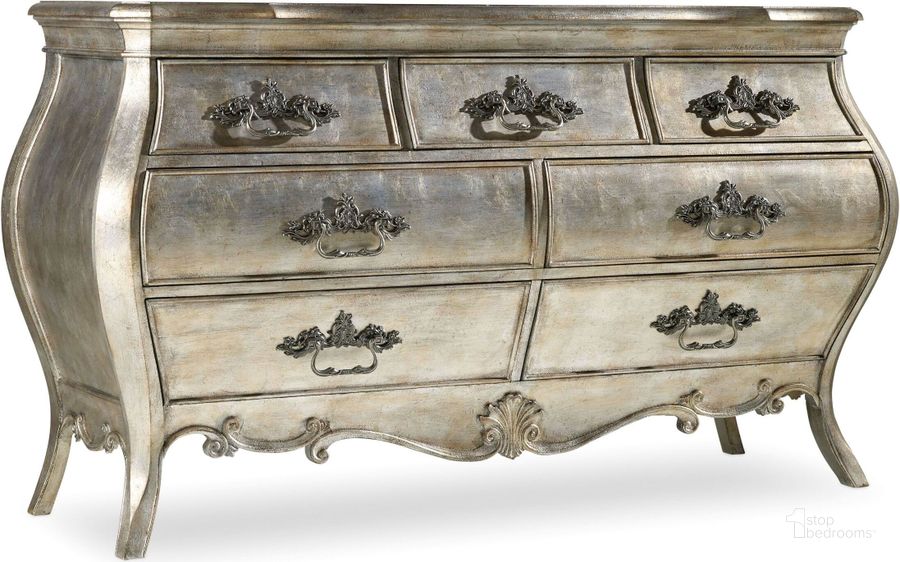 The appearance of Sanctuary Silver 7 Drawer Dresser designed by Hooker in the traditional interior design. This silver piece of furniture  was selected by 1StopBedrooms from Sanctuary Collection to add a touch of cosiness and style into your home. Sku: 5413-90002. Material: Wood. Product Type: Dresser. Image1