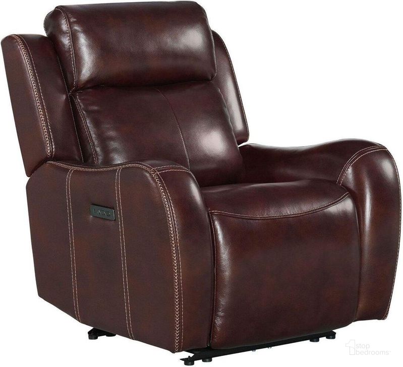 The appearance of Wainwright Reddish Brown Dual Power Recliner designed by Intercon in the transitional interior design. This brown piece of furniture  was selected by 1StopBedrooms from Wainwright Collection to add a touch of cosiness and style into your home. Sku: WW-RC-140DPR-RBN-C. Product Type: Recliner. Image1