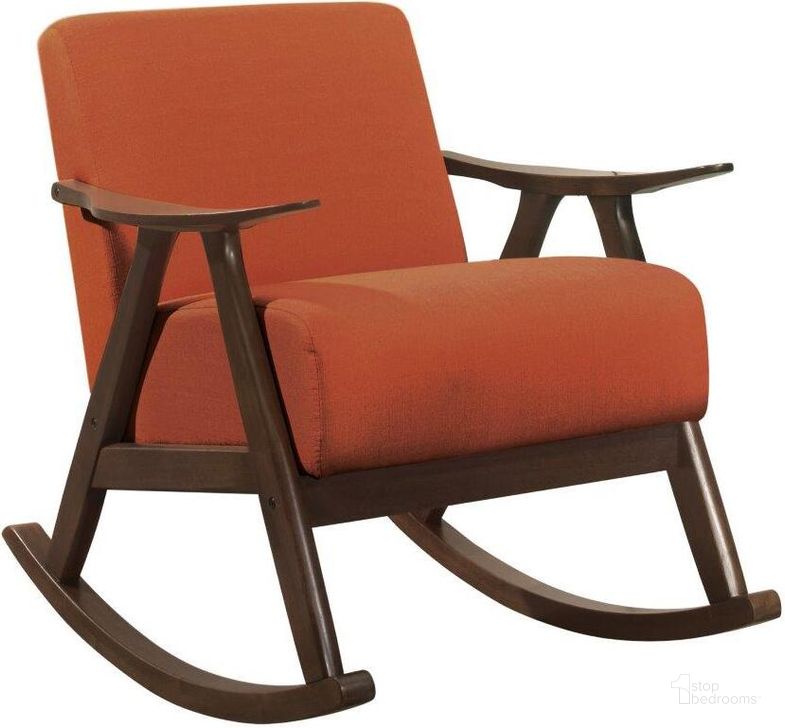 The appearance of Waithe Orange Rocking Chair designed by Homelegance in the transitional interior design. This orange piece of furniture  was selected by 1StopBedrooms from Waithe Collection to add a touch of cosiness and style into your home. Sku: 1034RN-1. Product Type: Chair. Material: Textured. Image1