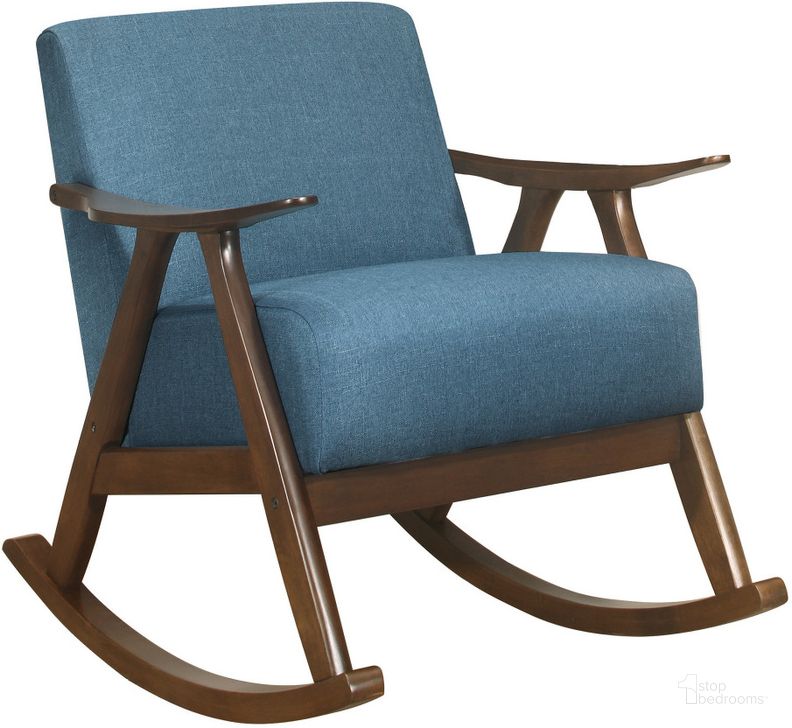 The appearance of Waithe Rocking Chair In Blue designed by Homelegance in the modern / contemporary interior design. This blue piece of furniture  was selected by 1StopBedrooms from Waithe Collection to add a touch of cosiness and style into your home. Sku: 1034BU-1. Product Type: Accent Chair. Material: Textured. Image1